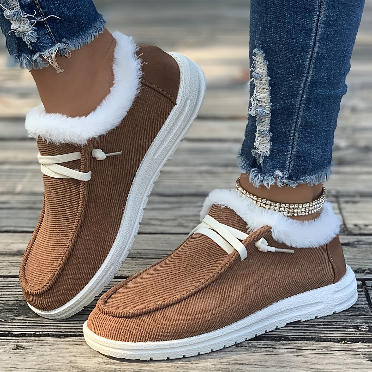 Simple Canvas Shoes, Casual Plush Lined Low Top Sneakers