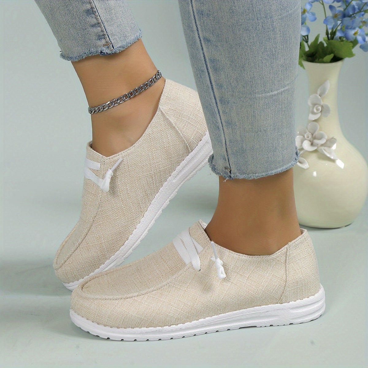 Lightweight Slip On Sneakers, Solid Color Flat Shoes