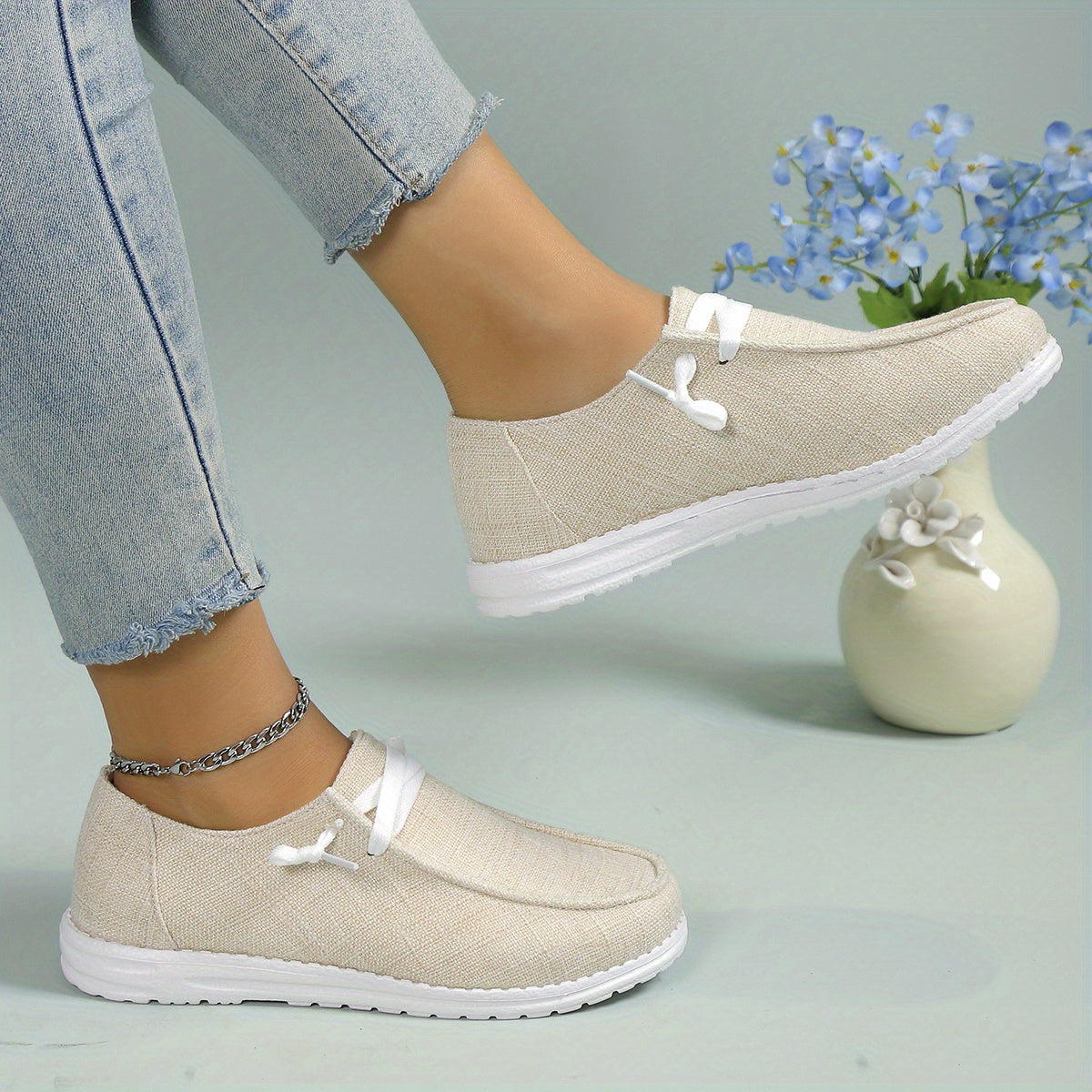 Lightweight Slip On Sneakers, Solid Color Flat Shoes