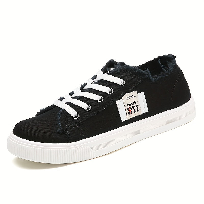 Flat Canvas Shoes, Versatile Lace Up Skate Sneakers