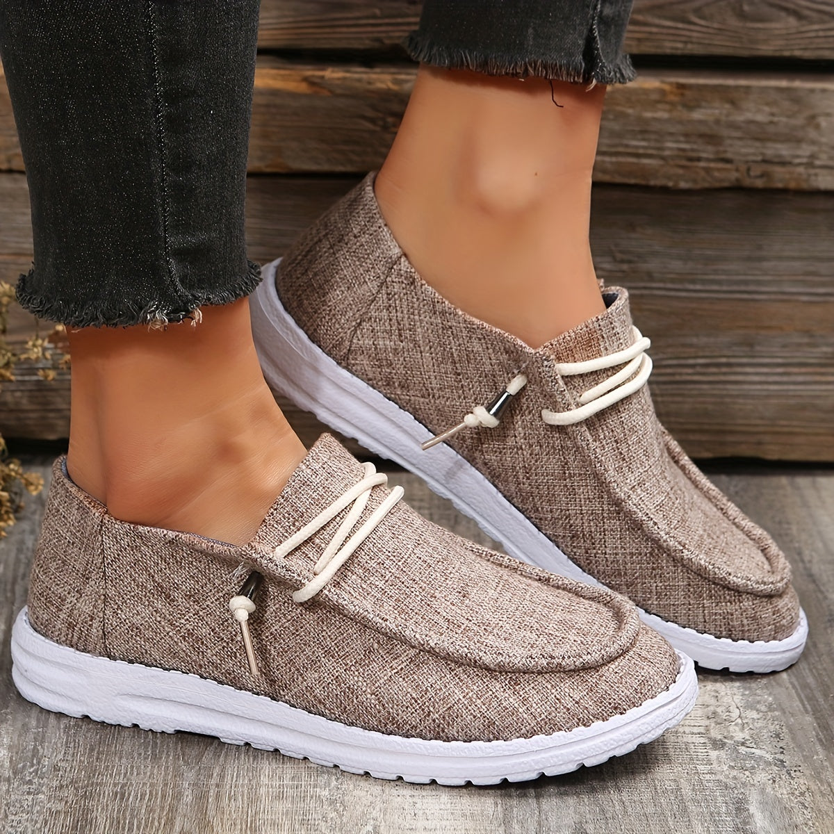 Solid Color Flat Shoes, Slip On Low-top Canvas Shoes