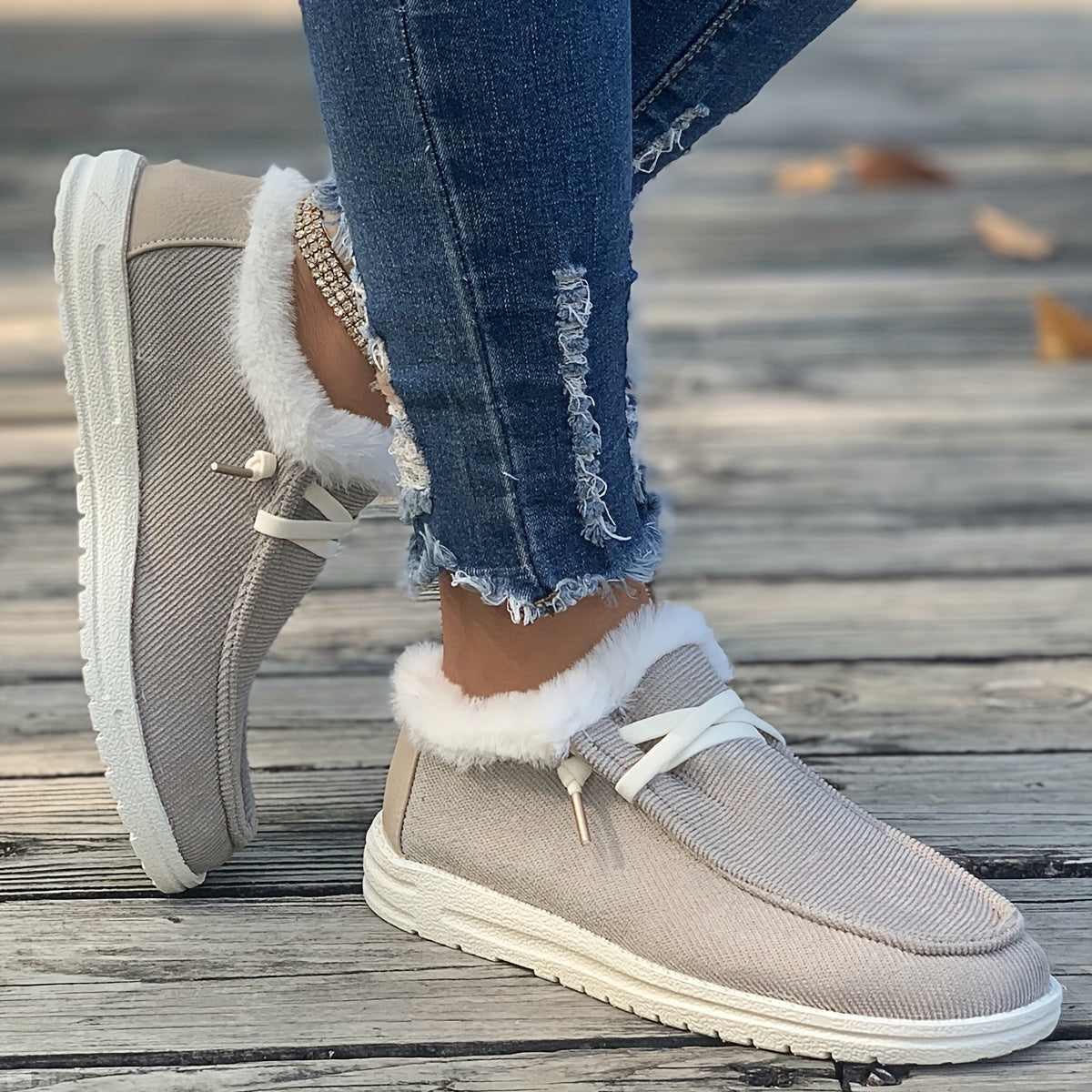 Simple Canvas Shoes, Casual Plush Lined Low Top Sneakers