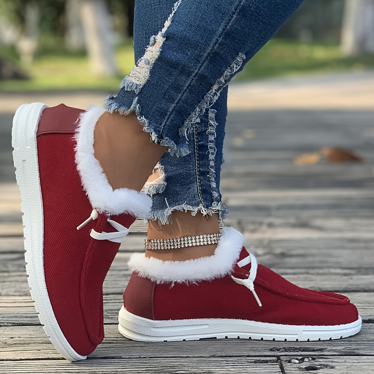 Simple Canvas Shoes, Casual Plush Lined Low Top Sneakers