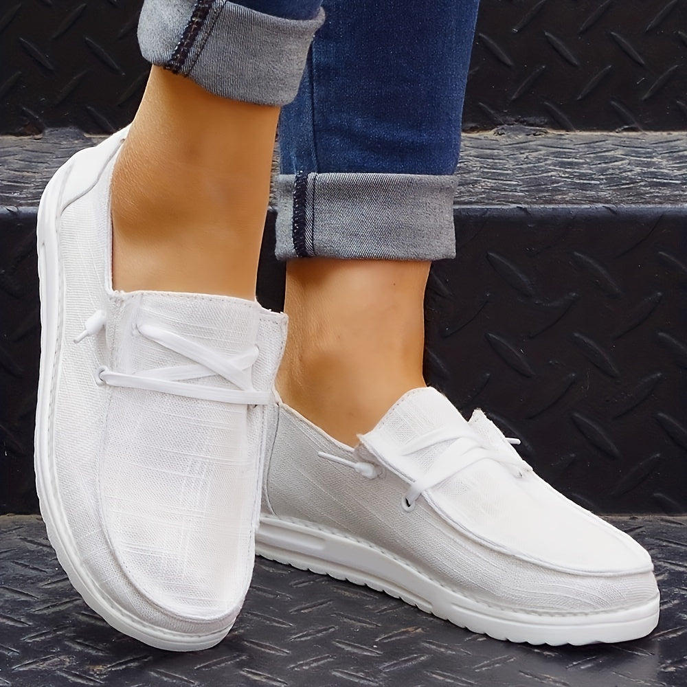 Casual Flat Canvas Shoes, Lace Up Low Top Walking Flats