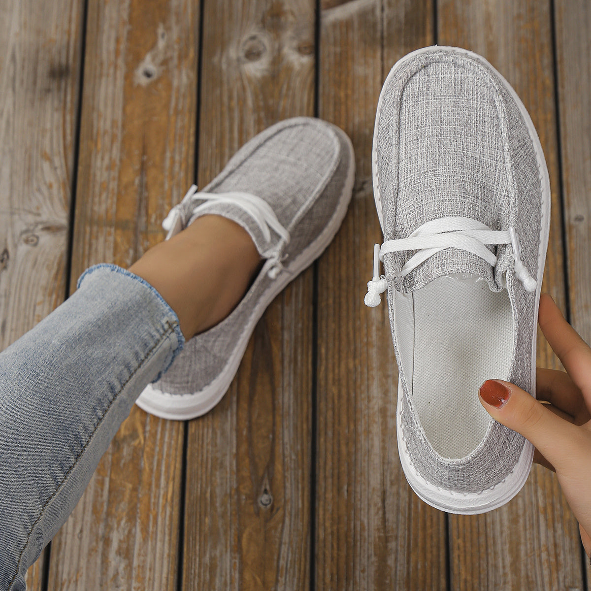 Lightweight Slip On Sneakers, Solid Color Flat Shoes