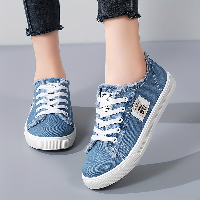 Flat Canvas Shoes, Versatile Lace Up Skate Sneakers