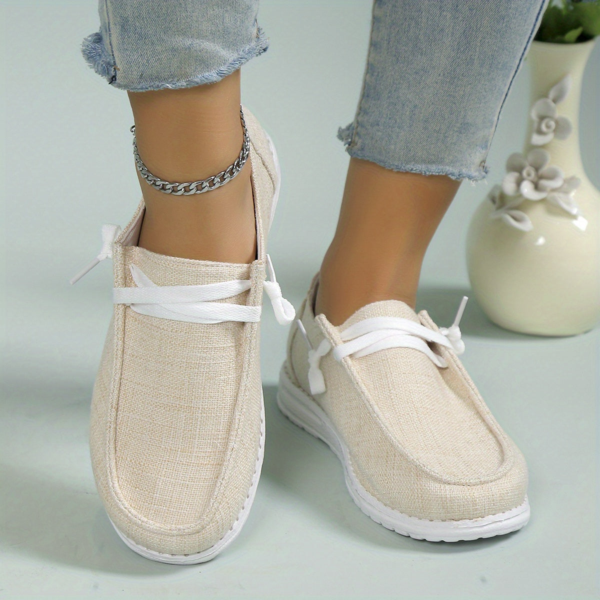 Lightweight Slip On Sneakers, Solid Color Flat Shoes