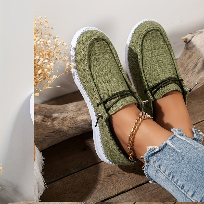 Flat Canvas Shoes, Casual Lace Up Slip On Walking Loafers
