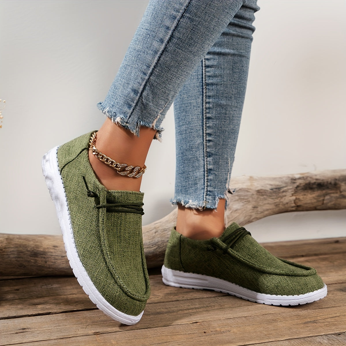 Flat Canvas Shoes, Casual Lace Up Slip On Walking Loafers