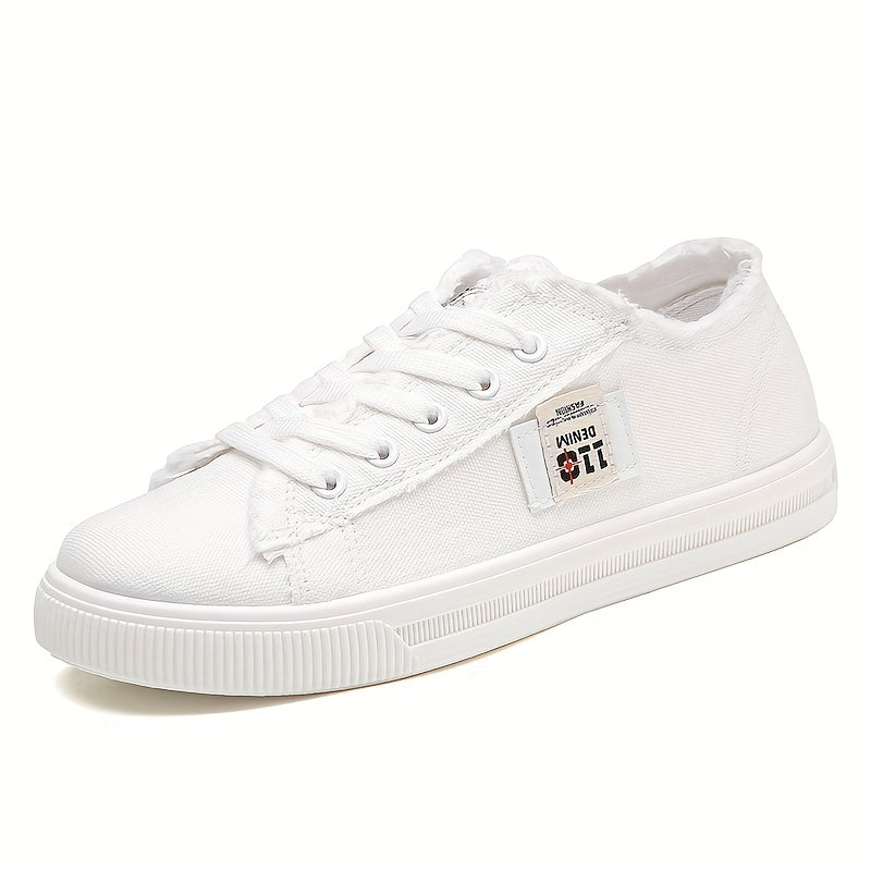 Flat Canvas Shoes, Versatile Lace Up Skate Sneakers