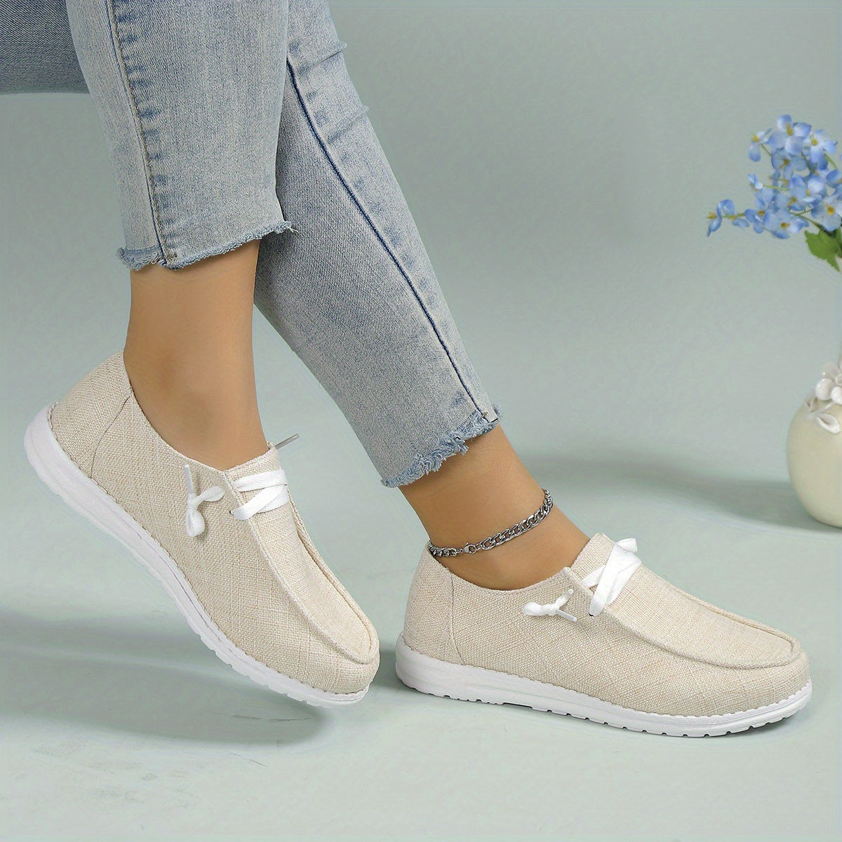 Lightweight Slip On Sneakers, Solid Color Flat Shoes