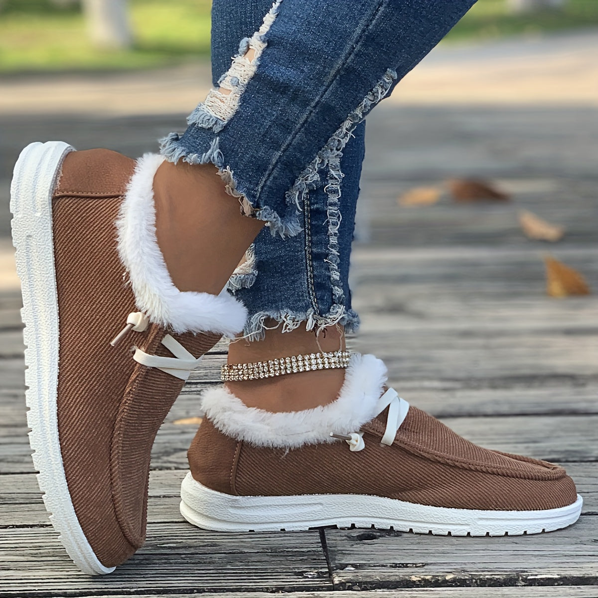 Simple Canvas Shoes, Casual Plush Lined Low Top Sneakers