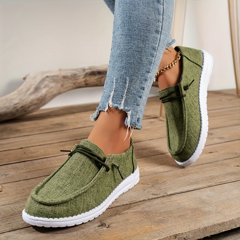 Flat Canvas Shoes, Casual Lace Up Slip On Walking Loafers