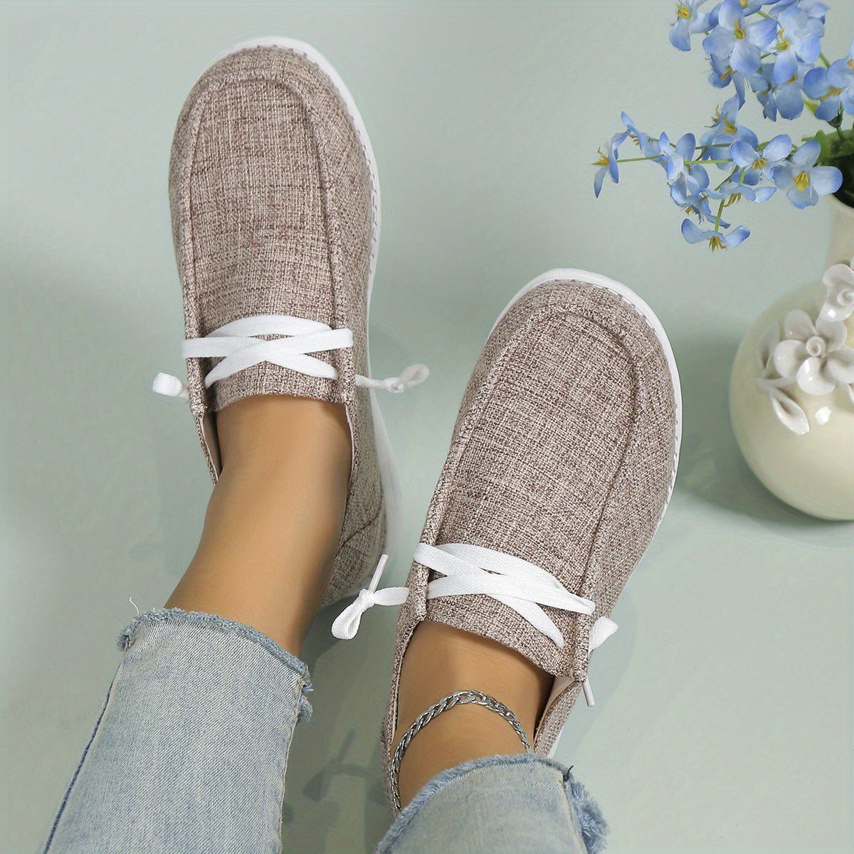 Lightweight Slip On Sneakers, Solid Color Flat Shoes
