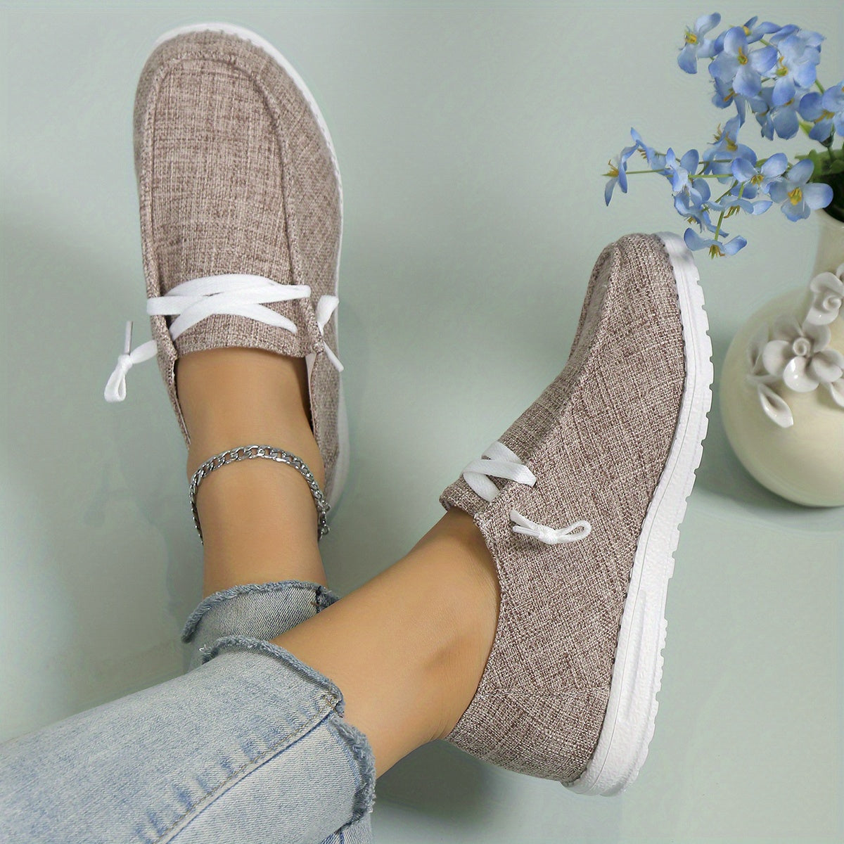 Lightweight Slip On Sneakers, Solid Color Flat Shoes