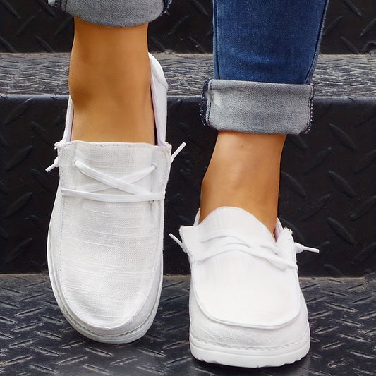 Casual Flat Canvas Shoes, Lace Up Low Top Walking Flats