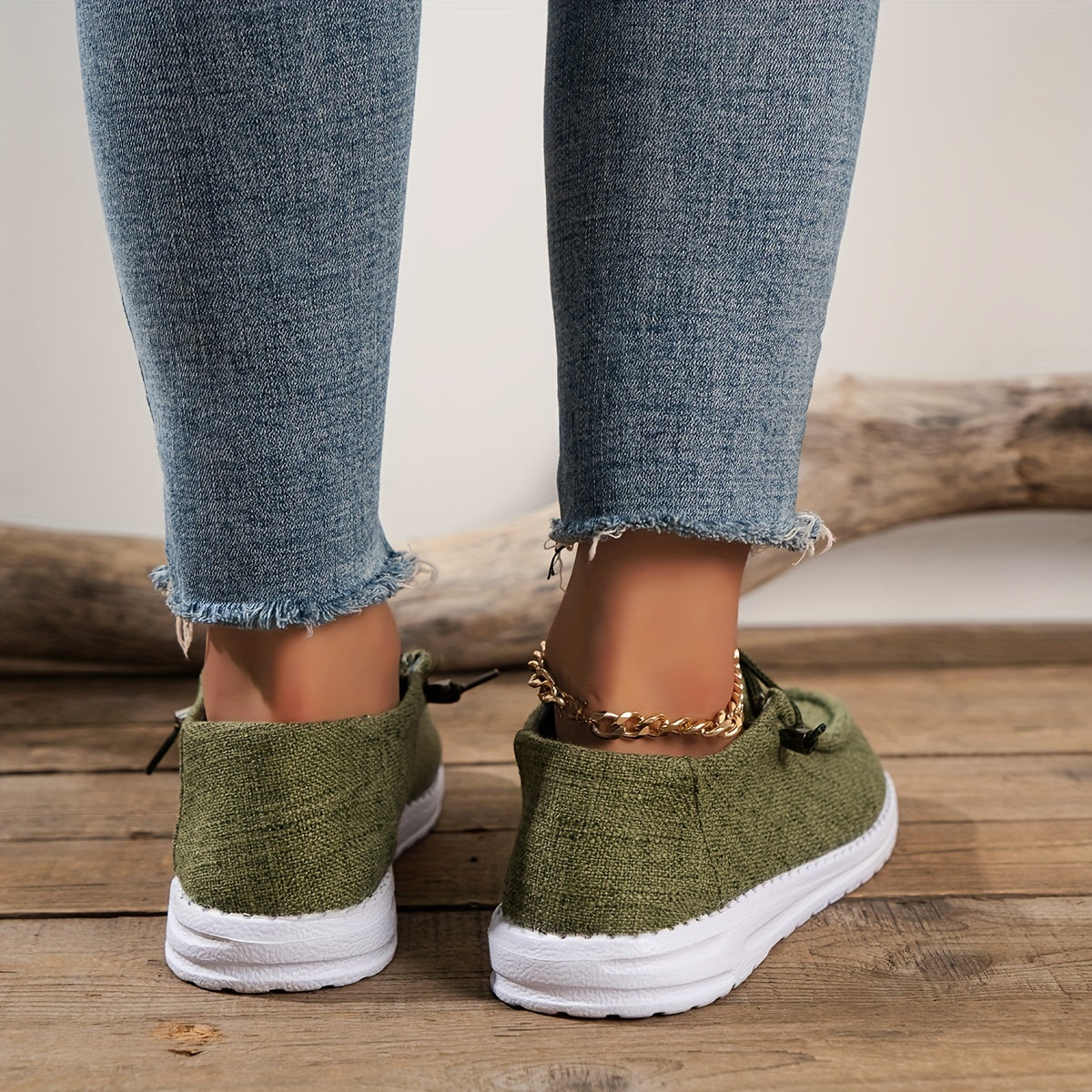 Flat Canvas Shoes, Casual Lace Up Slip On Walking Loafers