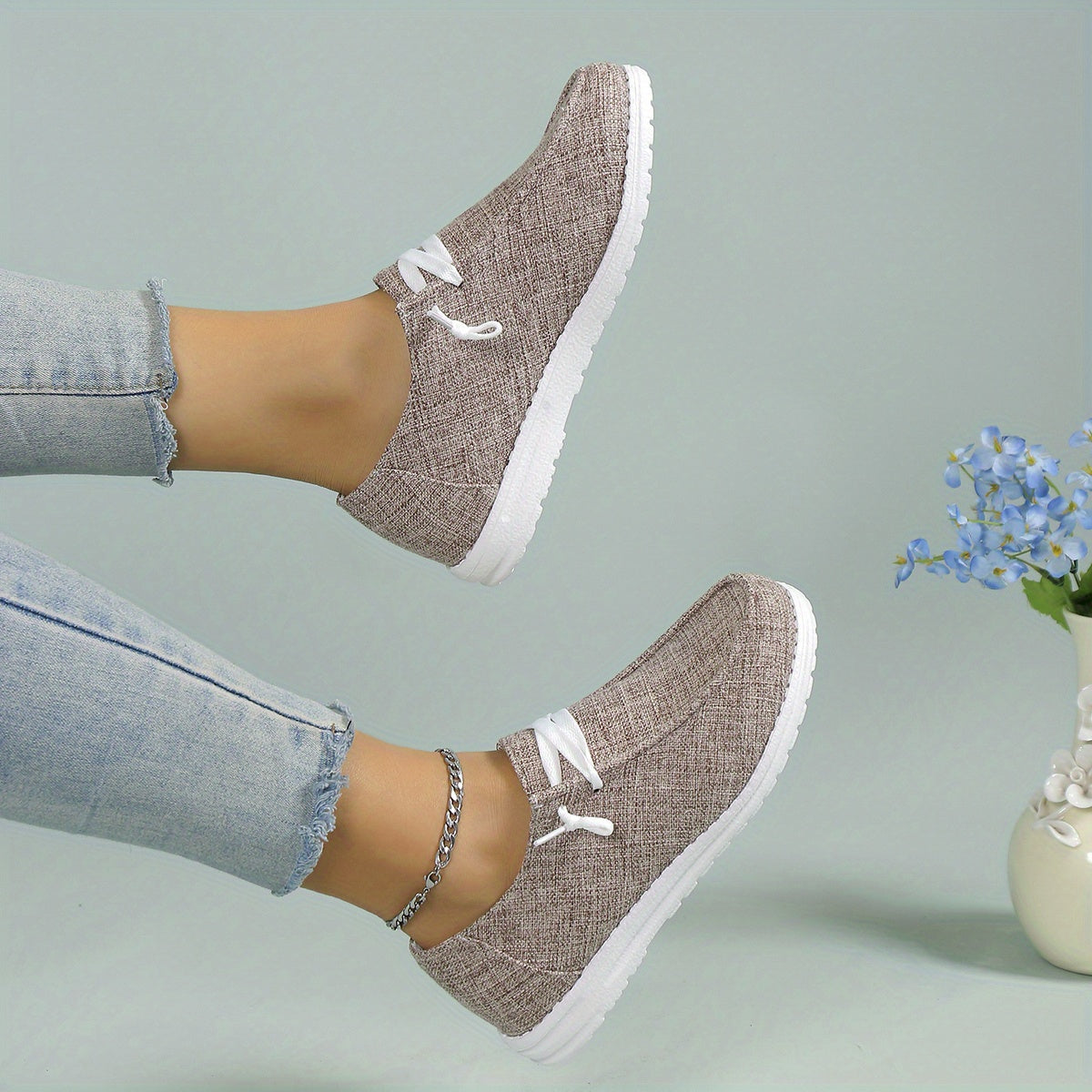 Lightweight Slip On Sneakers, Solid Color Flat Shoes